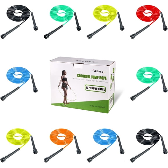Pack PVC Jump Rope for Cardio Fitness - Versatile Adjustable Skipping Rope for Women Men Kids, Speed Jump Rope for Exercise,9 Feet