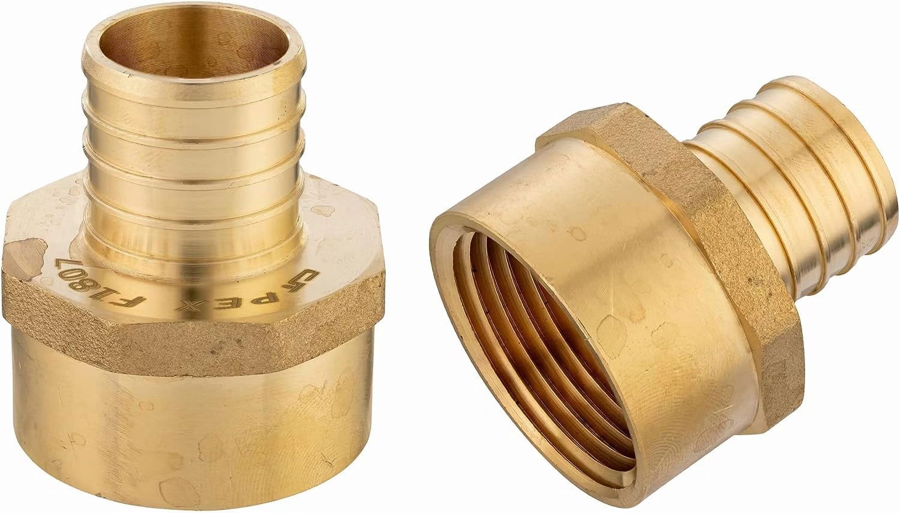 Pack Pex 1" X 3/4" Female NPT Thread Adapter Barb Crimp Brass Fitting, ASTM F1807