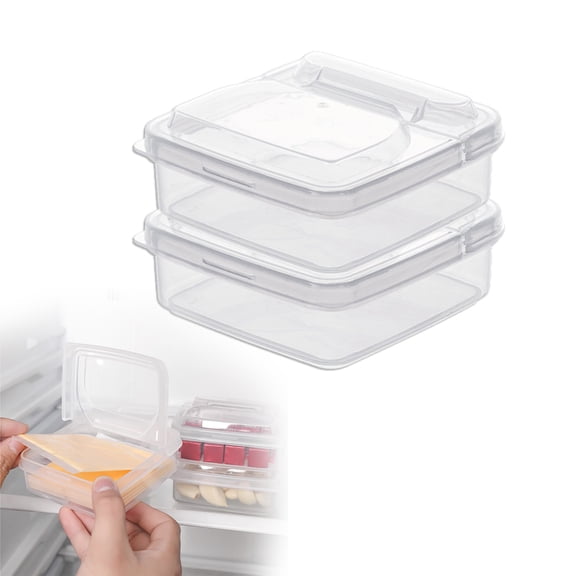 Pack Plastic Cheese Storage Containers With Lids Airtight, Cheese Preservation Container for Fridge, Reusable Cheese Keeper Box for Cheddar Mozzarella Butter, Stackable Fridge Organizer for Kitchen
