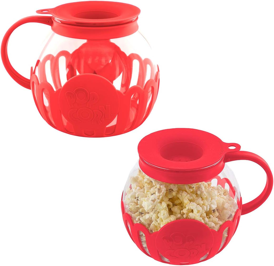 Pack) Popcorn Maker Glass Microwave Popcorn Popper With Butter Melter