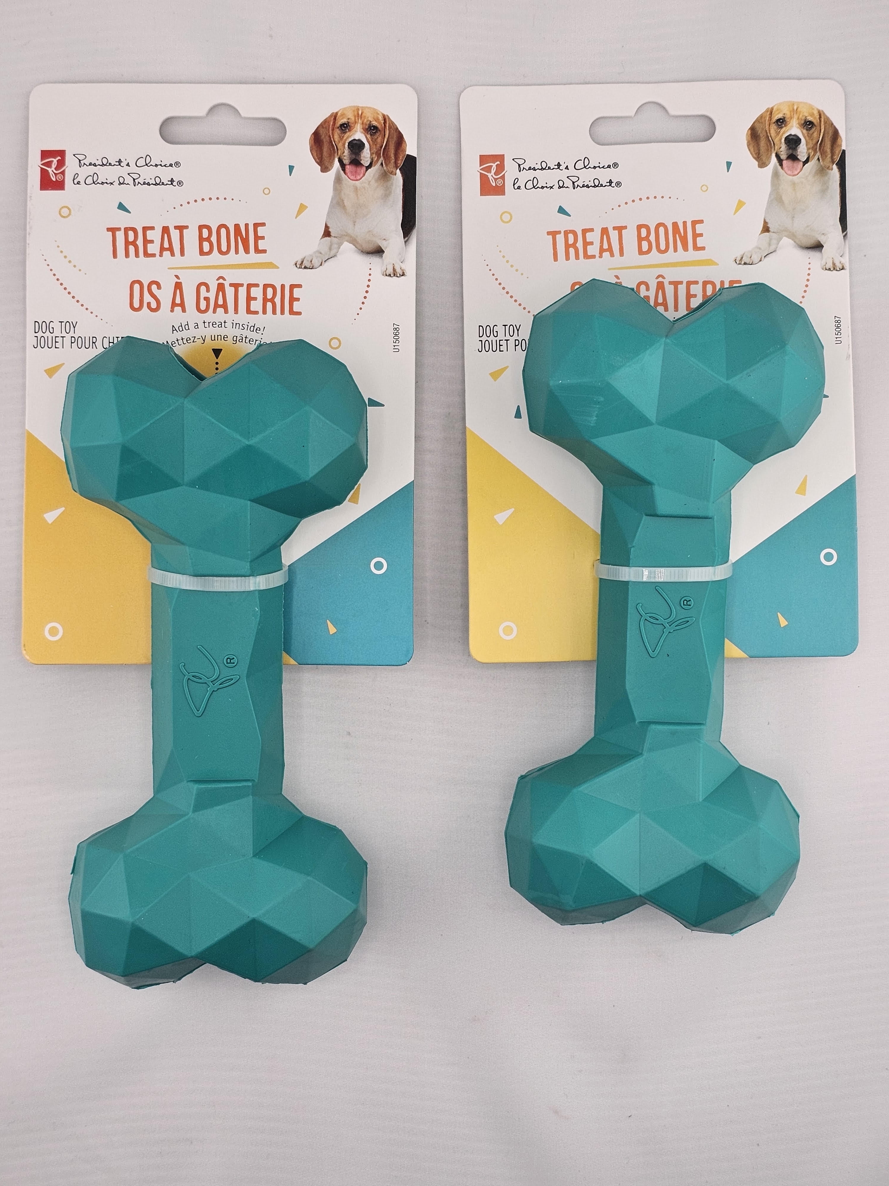 Pack President's Choice Green Treat Bone Dog Toy Add A Treat Inside ( 2pcs )