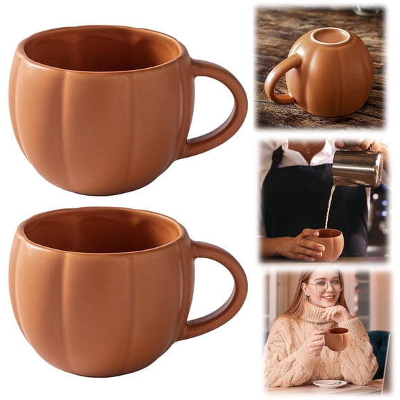 A Pack Of Pumpkin Cups 450ml Ceramic Pumpkin Cups Novel Halloween Cups In Pumpkin Shape Autumn Cups For Parties Multifunctional Coffee Cups For Water Milk And Tea,kitchen drinking cups