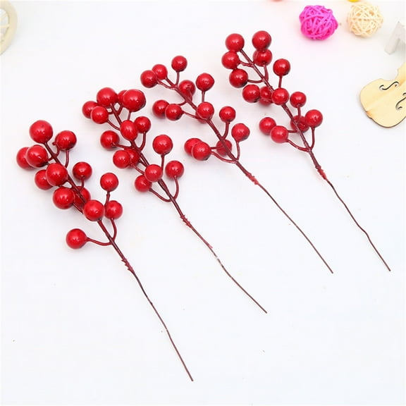 Pack Red Berry Red Berry 8.66 Inch Red Berries For Christmas Tree Decorations Diy Crafts Wedding Wreath Easy To Use