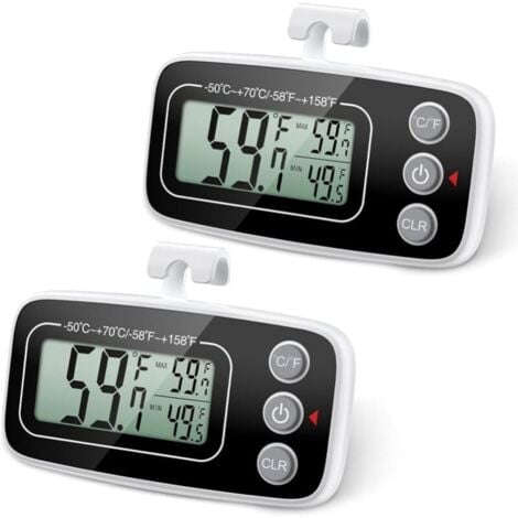 Pack Refrigerator Thermometer, Digital Fridge Freezer Thermometer with Large LCD Display, Min/Max Function, 3 Stand Methods, C/F Convertible for Home, Restaurants