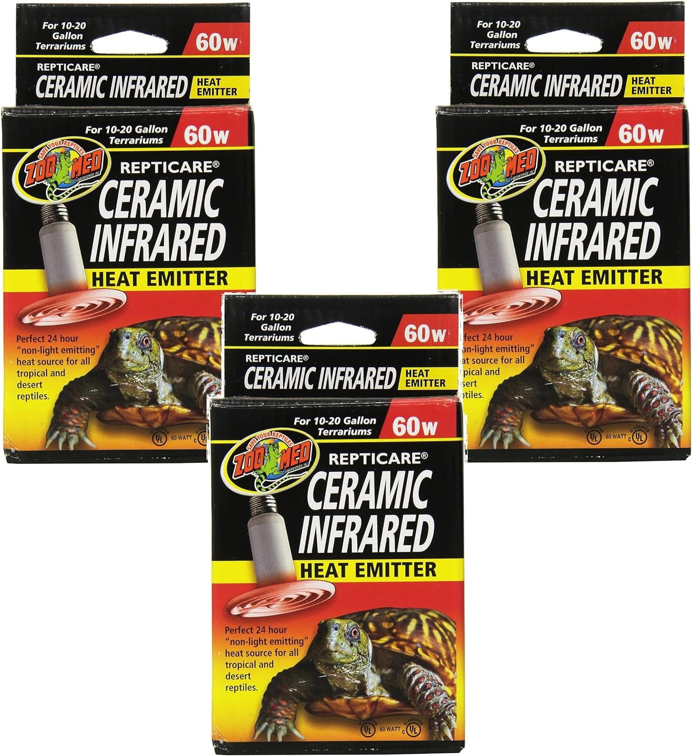 Pack) Repticare Ceramic Infrared Heat Emitters 60 Watts