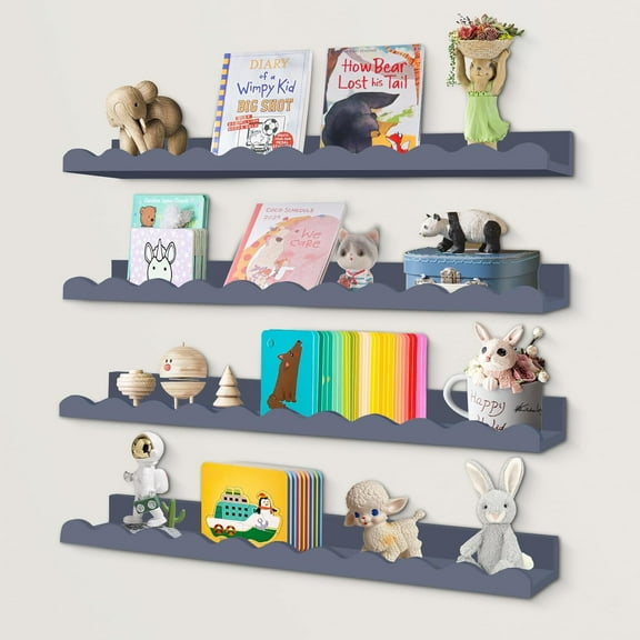 Pack Scalloped Shelves  Bookshelf Floating Wall Shelves Book Shelf for Baby Kids Rooms, Bathroom,  Wall Decor