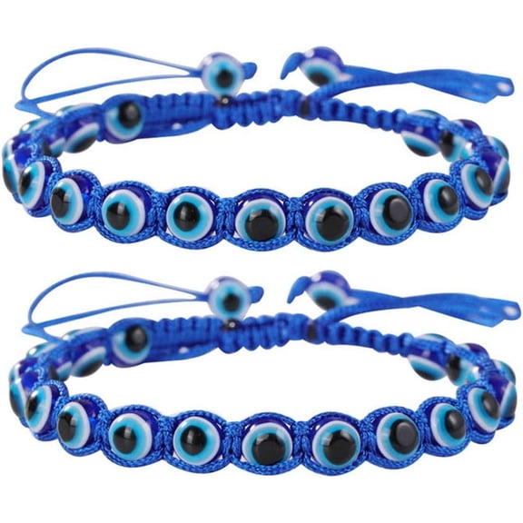 Pack Set Evil Eye Bead Bracelets Hand-Woven Ojo Turco Lucky Kabbalah Pink Black Blue Protection Nazar Evil Bracelet for Women Men