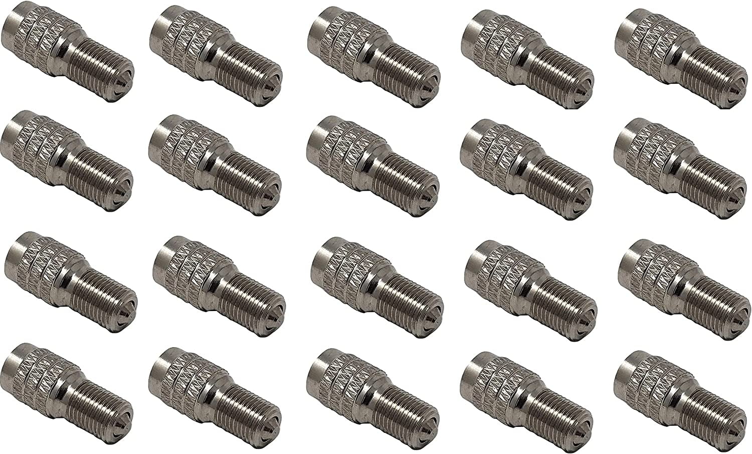 (Pack of TWENTY) Muzzys Double Seal Flow Through Valve Stem Tire Caps, Inflate Thru for High Pressure Truck Car RV Semi Bus Tires -INFLATE TIRES AND CHECK PRESSURE WITHOUT REMOVING THE CAPS!- V2B DS-1