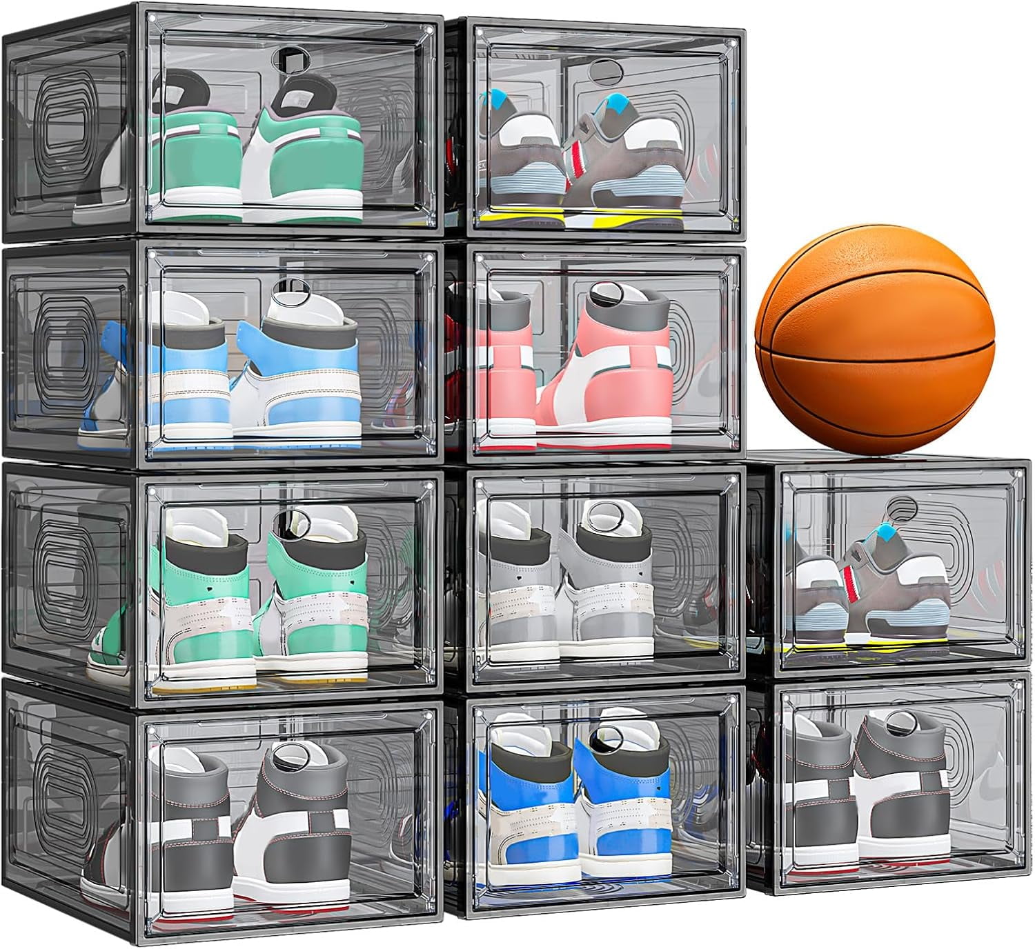 Pack Thicken Shoe Organizer Stackable Upgraded Sturdy Shoe Storage Box ...