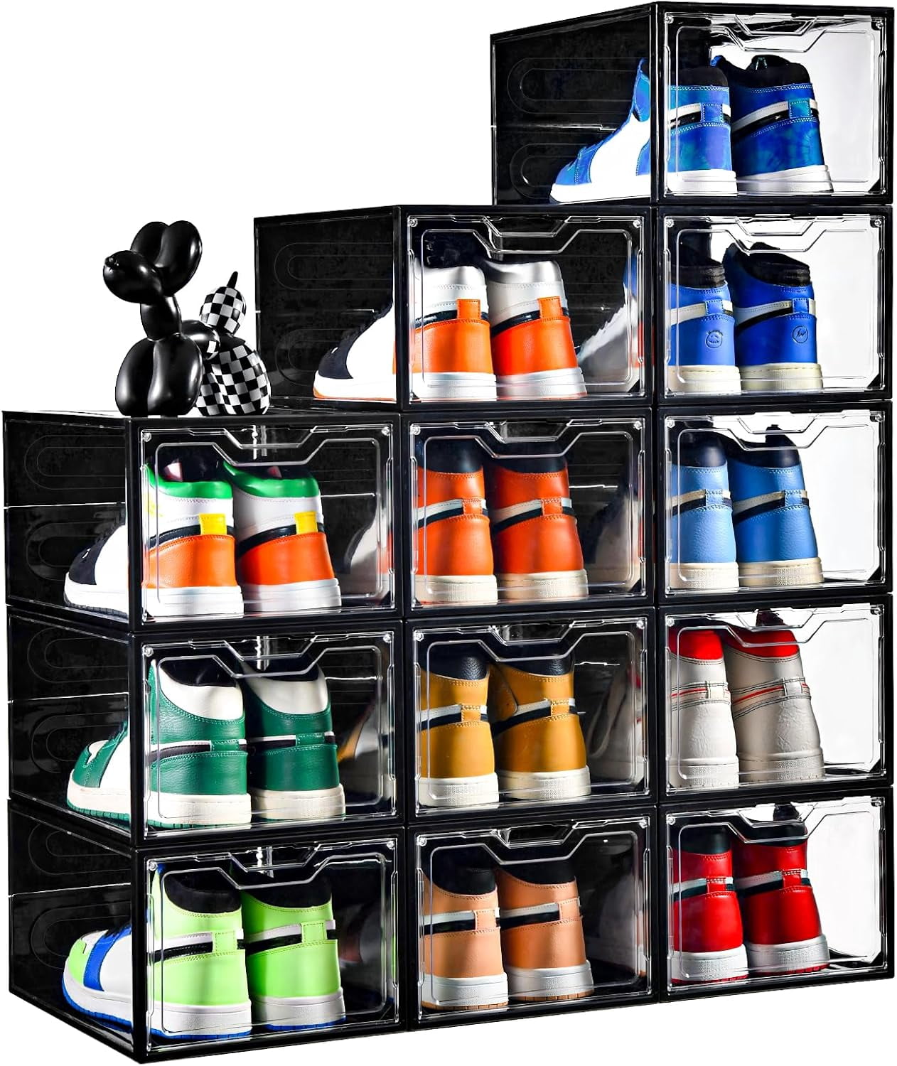 Pack Thicken & Sturdy Clear Shoe Storage Organizer with Magnetic Door ...