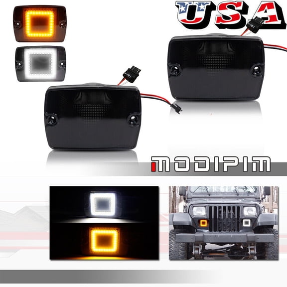 Pack Turn Signal LED Light Replacement for for Jeep Wrangler YJ 1987-1995 Smoked Lens -