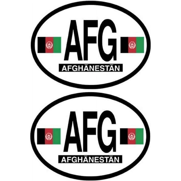 Pack of Two Afghanistan Flag-It Brand International Country Oval Decal Stickers, 3.5"x 4.75" Waterproof Vinyl Stickers Decals for Cars, Trucks, RV, SUV’s & Boats, 100+ Designs
