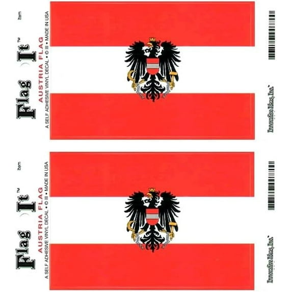 Pack of Two Austria Flag-It Vinyl Decals, 3.5 x 5inch Waterproof