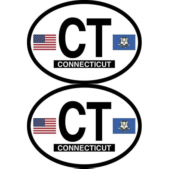 Pack of Two Connecticut Flag-It Brand State Oval Decal Stickers, 3.5"x 4.75" Waterproof Industrial Strength Vinyl Stickers Decals for Cars, Trucks, RV, SUV’s & Boats