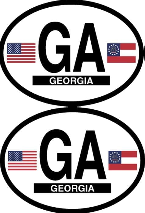 Ga Sticker Pack of Two Georgia Flag-It Brand State Oval Decal Stickers, 3.5