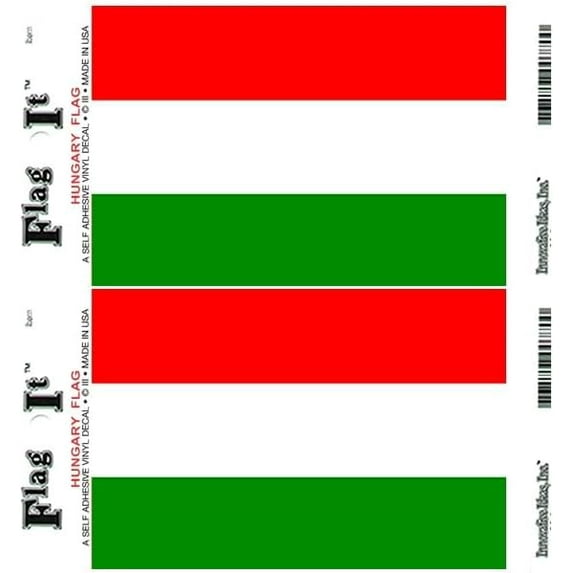 Pack of Two Hungary Flag-It Vinyl Decals, 3.5 x 5inch Waterproof