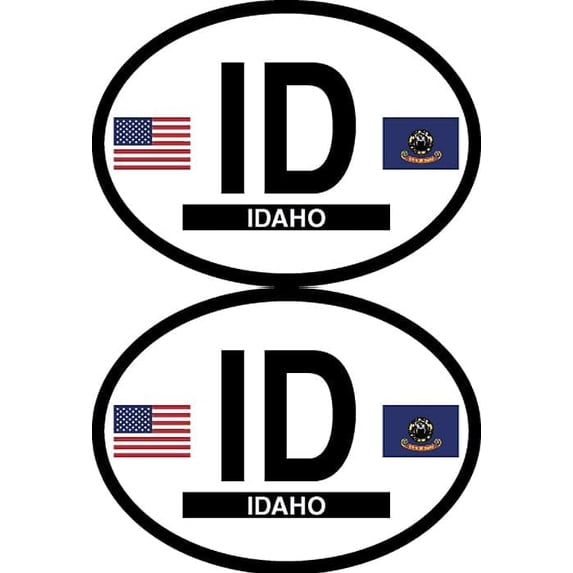 Pack of Two Idaho Flag-It Brand State Oval Decal Stickers, 3.5"x 4.75" Waterproof Industrial Strength Vinyl Stickers Decals for Cars, Trucks, RV, SUV’s & Boats