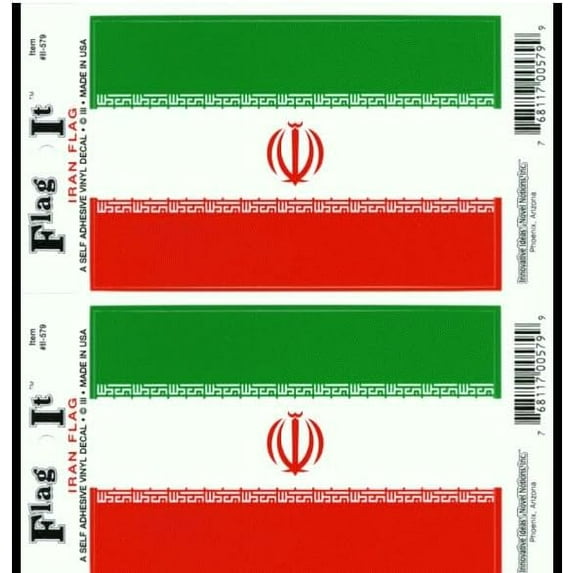 Pack of Two Iran Flag-It Vinyl Decals, 3.5 x 5inch Waterproof