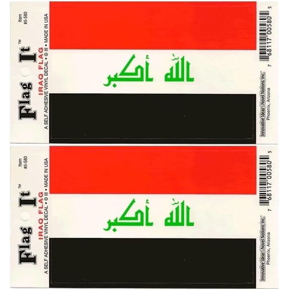 Pack of Two Iraq Flag-It Vinyl Decals, 3.5 x 5inch Waterproof