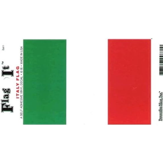 Pack of Two Italy Flag-It Vinyl Decals, 3.5 x 5inch Waterproof