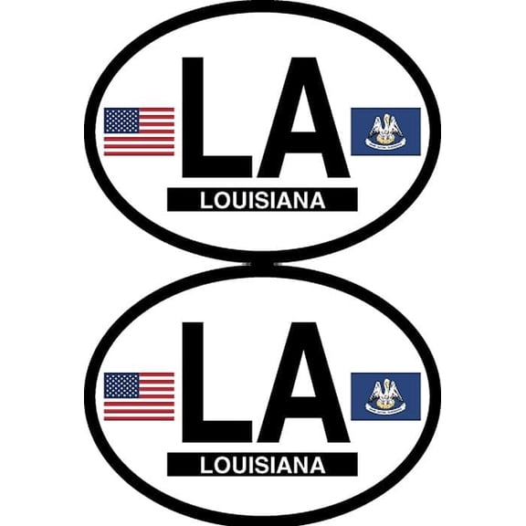 Pack of Two Louisiana Flag-It Brand State Oval Decal Stickers, 3.5"x 4.75" Waterproof Industrial Strength Vinyl Stickers Decals for Cars, Trucks, RV, SUV’s & Boats