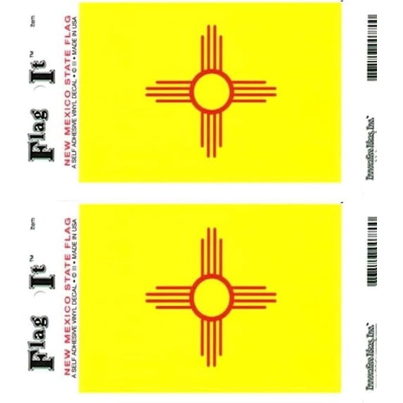 New Mexico Vinyl Stickers, Pack of Two 3.5 x 5 inch Flag-It Decals, American Made