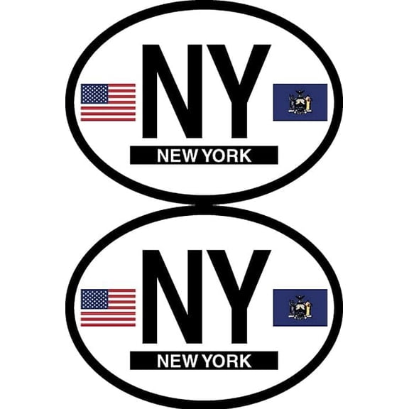 Pack of Two New York Flag-It Brand State Oval Decal Stickers, 3.5"x 4.75" Waterproof Industrial Strength Vinyl Stickers Decals for Cars, Trucks, RV, SUV’s & Boats