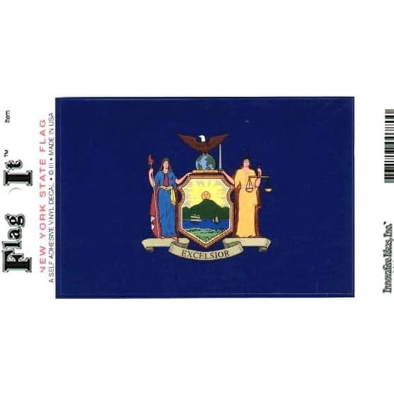 New York Vinyl Stickers, Pack of Two 3.5 x 5 inch Flag-It Decals, American Made