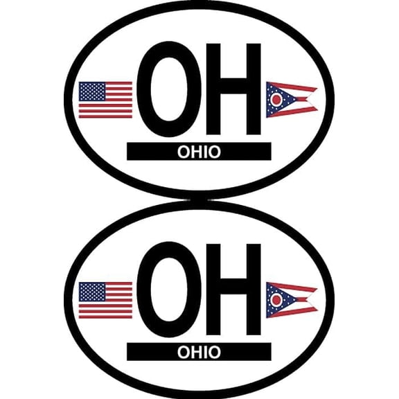 Pack of Two Ohio Flag-It Brand State Oval Decal Stickers, 3.5"x 4.75" Waterproof Industrial Strength Vinyl Stickers Decals for Cars, Trucks, RV, SUV’s & Boats