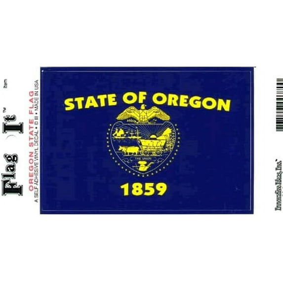 Oregon Vinyl Stickers, Pack of Two 3.5 x 5 inch Flag-It Decals, American Made