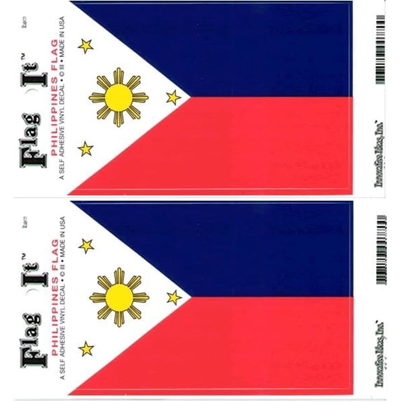Pack of Two Philippines Flag-It Vinyl Decals, 3.5 x 5inch Waterproof