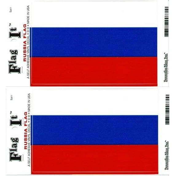 Pack of Two Russia Flag-It Vinyl Decals, 3.5 x 5inch Waterproof