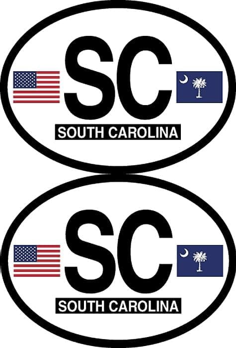 Sc Llr Sticker Pack of Two South Carolina Flag-It Brand State Oval Decal Stickers, 3.5 ...