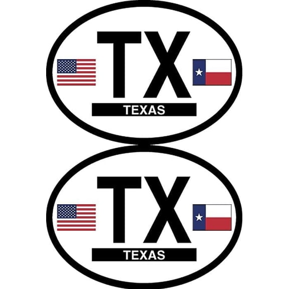 Pack of Two Texas Flag-It Brand State Oval Decal Stickers, 3.5"x 4.75" Waterproof Industrial Strength Vinyl Stickers Decals for Cars, Trucks, RV, SUV’s & Boats