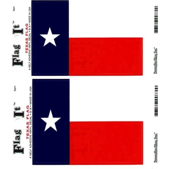 Texas Vinyl Stickers, Pack of Two 3.5 x 5 inch Flag-It Decals, American Made
