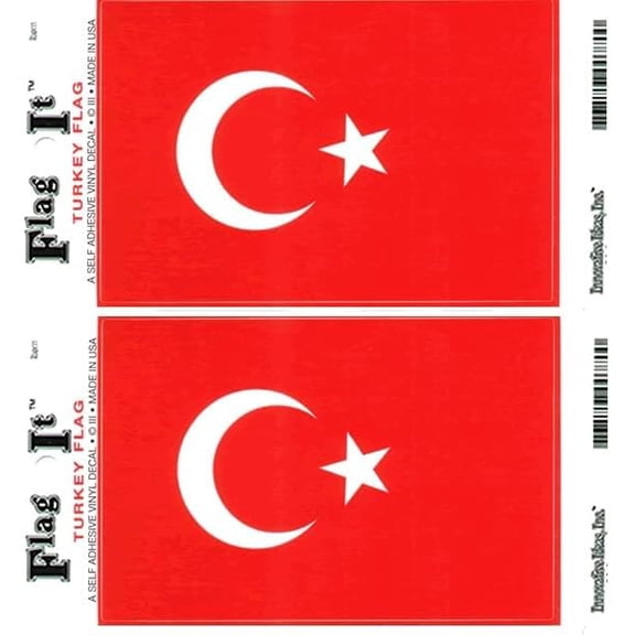 Pack of Two Turkey Flag-It Vinyl Decals, 3.5 x 5inch Waterproof