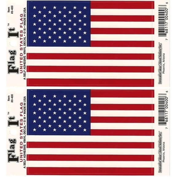 Pack of Two United States of America Left Hand Flag-It Vinyl Decals, 3.5 x 5inch Waterproof