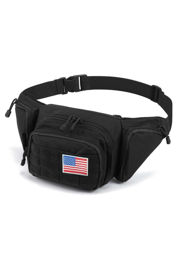 Pack Waist Packs for Men, Water-resistant Waist Bag Hip Pack Belt Bag for Travel Hiking Running Fishing Outdoor Sports, Gift flag stickers