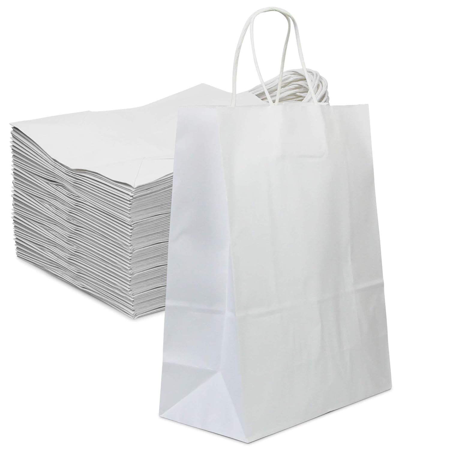 Pack White Paper Bags With Handles 13 X 10 X 5 12 LB Twisted Rope pack-white-paper-bags-with-handles-13-x-10-x-5-12-lb-twisted-rope