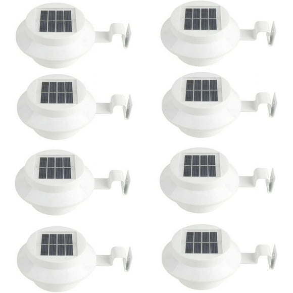 Pack White Solar Powered Wall Lights for Gutter, Pathway, Stairs, Spotlight for Roof, Patio, Garden, Yard