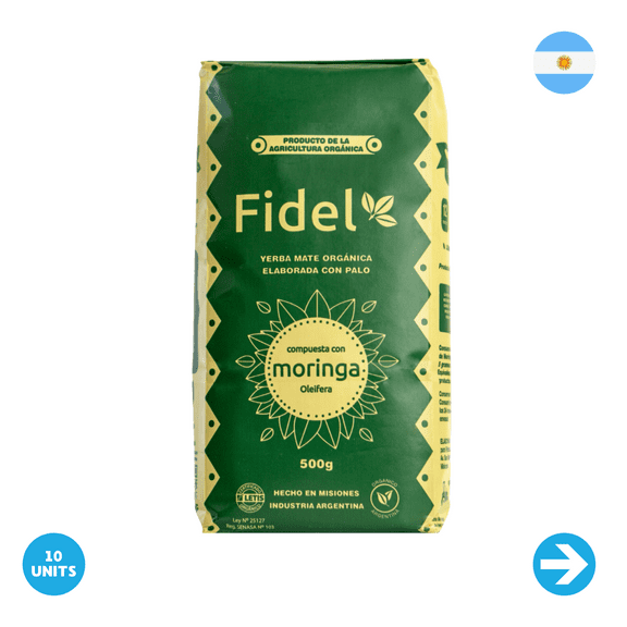 Pack X 10 Yerba Mate Fidel Organica Con Moringa