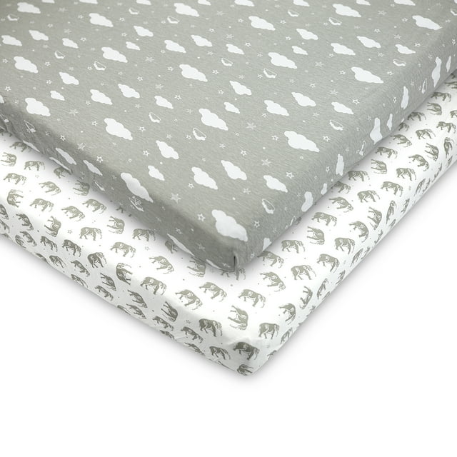 Pack and Play Fitted Sheet, Portable Pack N Plays Mini Crib Sheets, 2 Pack Play Sheets, 100