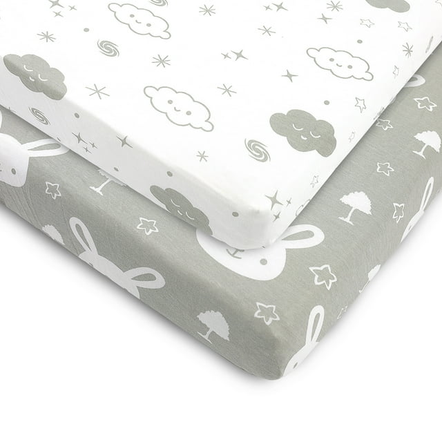 Pack and Play Fitted Sheet, Portable Pack N Plays Mini Crib Sheets, 2