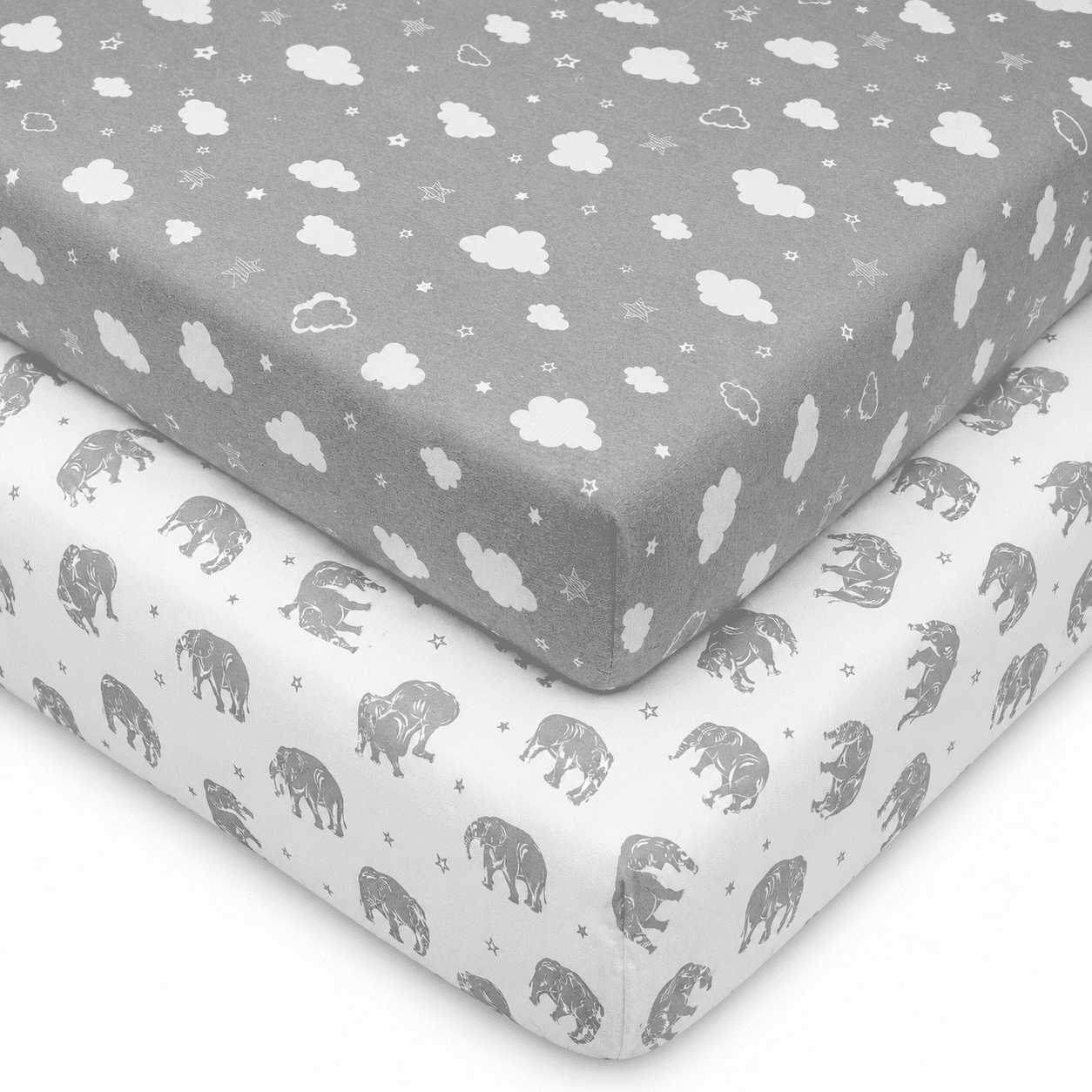Bublo Baby Mini Crib Sheets 2-Pack | 100% Cotton Jersey | 24×38×5 in Universal Fit for Pack N Play / Portable Cribs