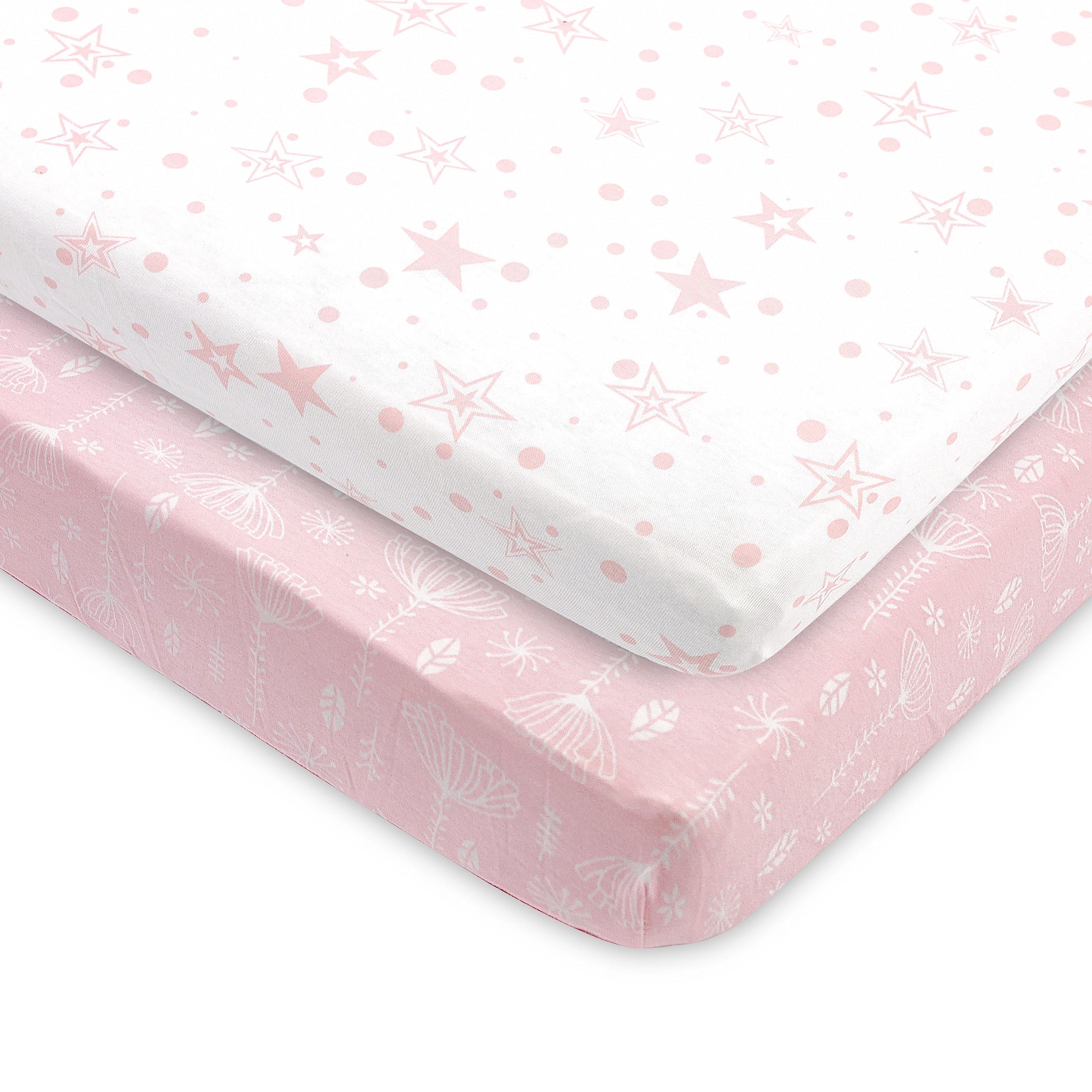 Bublo Baby Mini Crib Sheets, 2-Pack, Pink 100% Cotton Jersey - Walmart.com