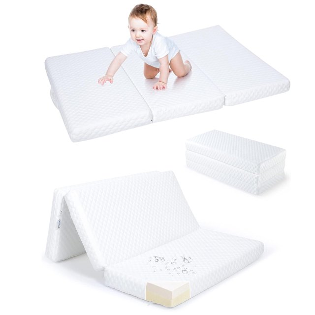 Pack and Play Mattress Pad with Handles, Crib and Toddler Mattress 38” Foldable Mattress