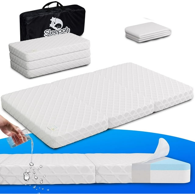 Pack and Play Waterproof Mattress Portable Trifold Memory Foam Double