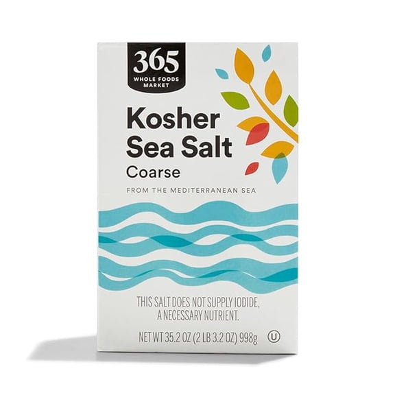 Pack of 1 365 by Whole Foods Market, Kosher Sea Salt, Coarse, 2.2 lb