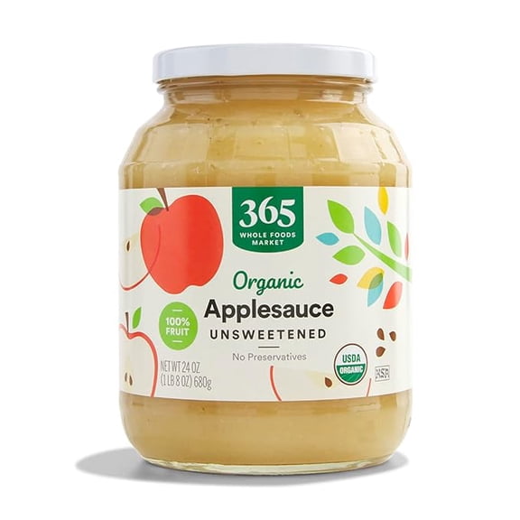 Pack of 1 365 by Whole Foods Market, Organic Unsweetened Apple Sauce, 24 Ounce
