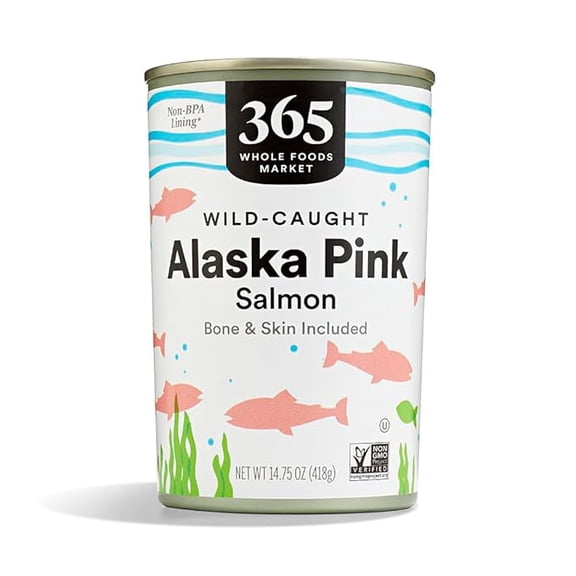 Pack of 1 365 by Whole Foods Market, Wild Alaskan Pink Salmon, 14.75 Ounce